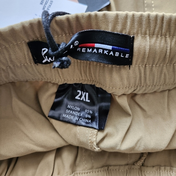 Men's Tan Cargo Pants Tapered Fit And Elastic Waitband - Picture 11 of 15